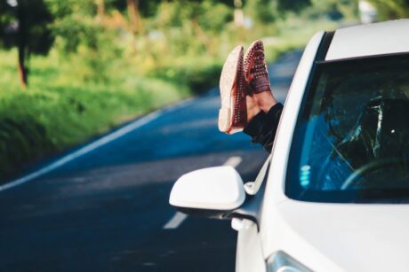 A driver putting their feet up. Will we see more of this in the age of self-driving cars?