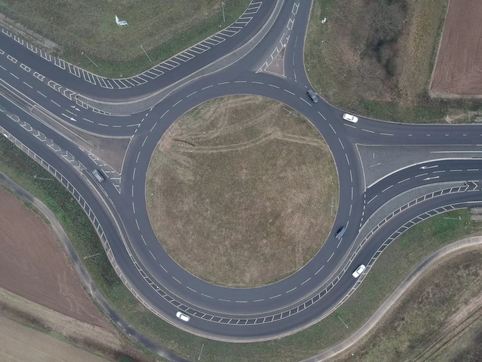 One of the "very round" roundabouts found on the Broadland Northway, north of Norwich.