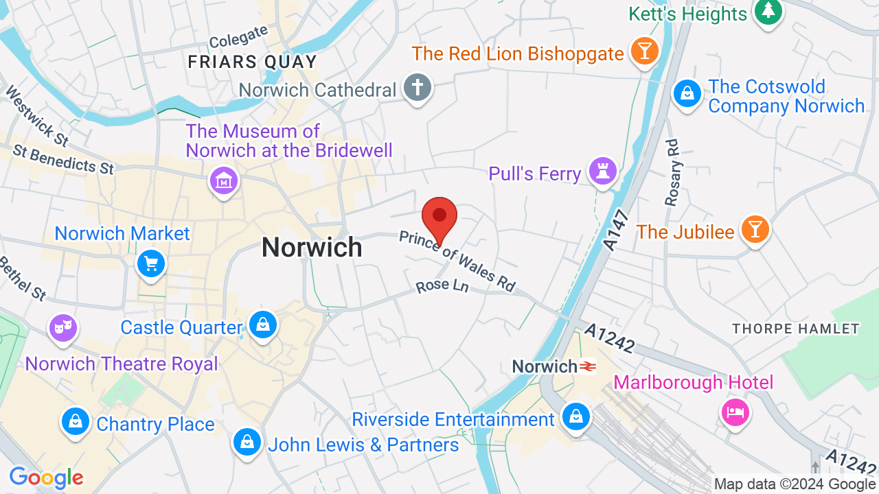 Map showing the location of the How-2-Drive registered office at The Union Building, 51-59 Rose Lane, Norwich, Norfolk, NR1 1BY, United Kingdom