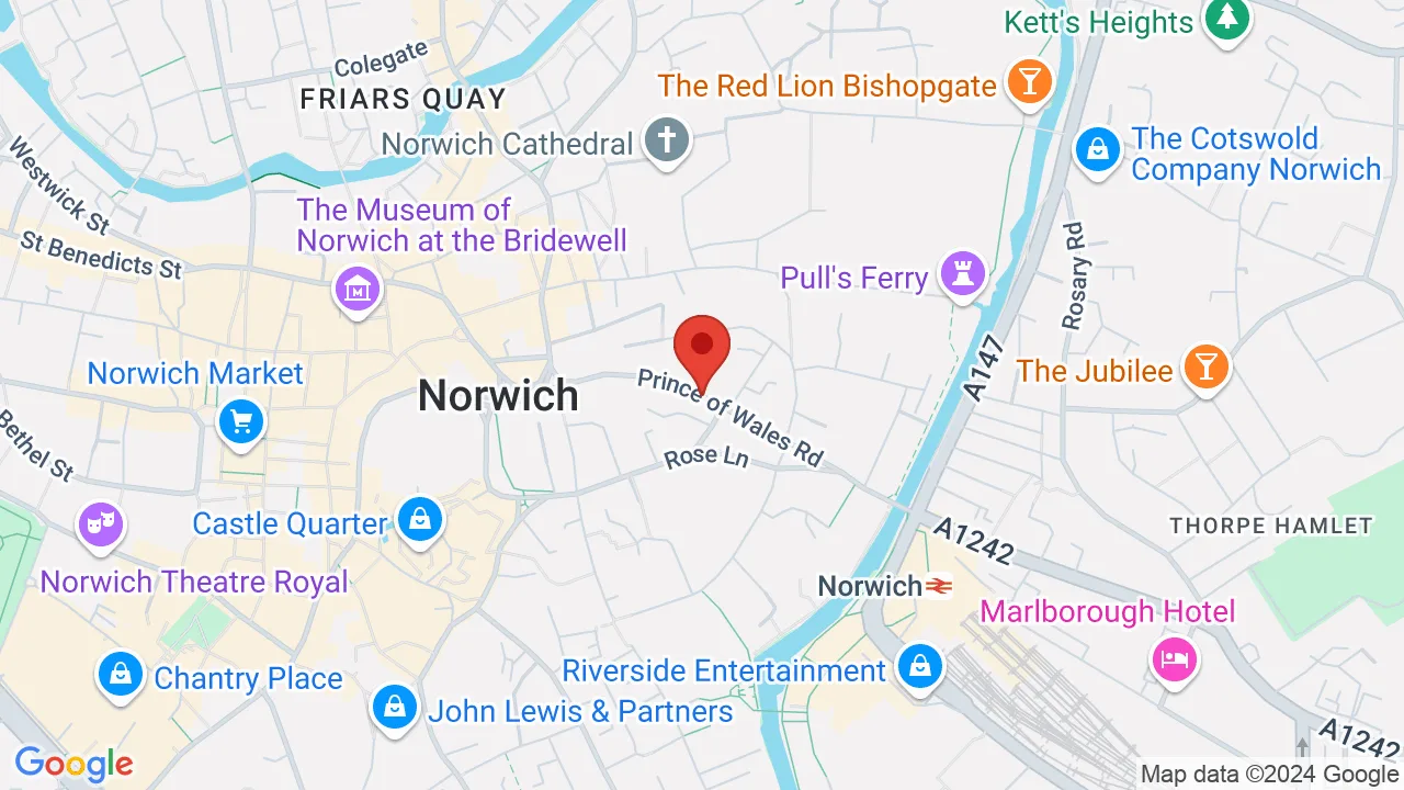 Map showing the location of the How-2-Drive registered office at The Union Building, 51-59 Rose Lane, Norwich, Norfolk, NR1 1BY, United Kingdom